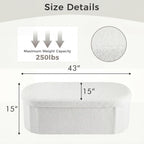 43 inches Folding Storage Ottoman Bench, Oval Round Ottoman End of Bed Foot Rest Bench Stool with Cushion, Storage Chest for Bedroom, Living Room, Entryway, White