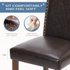 Dining Chairs Set of 6, Moden PU Leather Kitchen Table Chairs with Wooden Legs and Padded Seat for Dining Room/Kitchen/Living Room/Restaurant, Brown