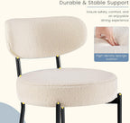 Dining Chairs Set of 2, Mid Century Modern Chair Round Upholstered Curved Backrest, Kitchen Vanity Living Room Chairs with Black Metal Legs??Ivory White