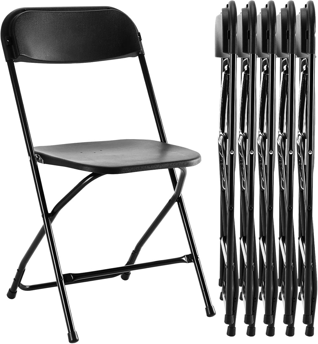 Folding Chair 4 Pack, Leather Padded Foldable Chairs, Sturdy Metal Portable Chairs, Easy to Use and Store, Outdoor and Indoor, for Home, Office, Party, Garden, Kahki