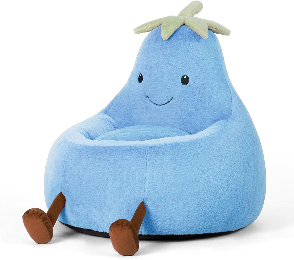 Kids Bean Bag Chair, Stuffed Toddler Couch with Faux Rabbit Fur Cover for Teens & Kids, Comfy Lazy Sofa Chair for Reader, Living Room, Bedroom, Aged 4-12 Years, 24 Inch, Pink