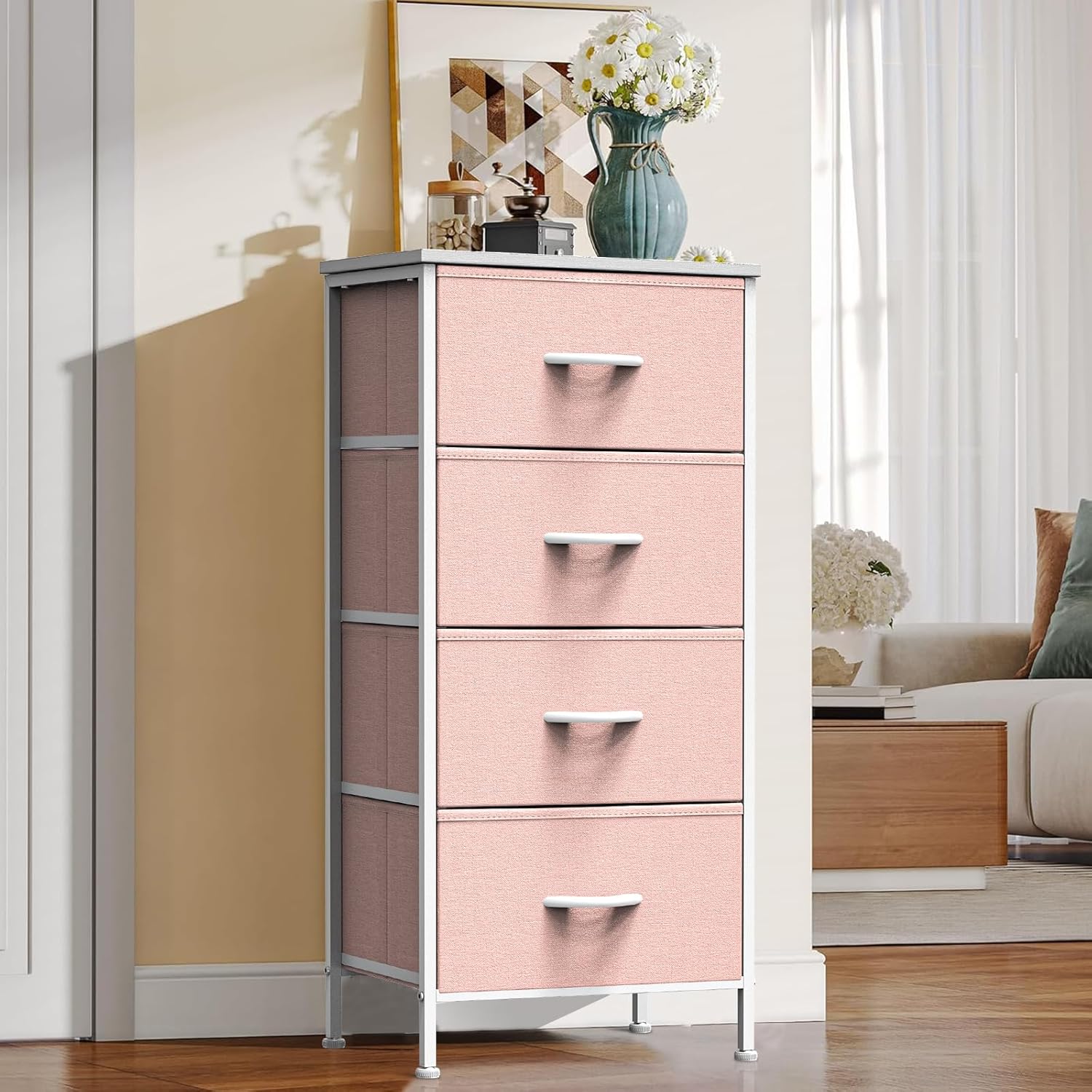 End Tables, Side Table Tray Sofa Portable Metal Frame Adjustable Feet, Wood Stand for Office