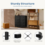 Nightstand with 4 Drawers Bedside Table with Removable Fabric Bins Sturdy Steel Frame Wood Top Organizer Furniture for Bedroom Closet Living Room