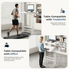 Split Top Rolling Standing Desk, 23.6 Inch Mobile Laptop Computer Desk, Manual Adjustable Height Workstation on Wheels, Sit Stand Office Table, Walking Pad Study Desk, White
