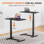 Overbed Bedside Table with Wheels, Adjustable Hospital & Home Use Bed Table, Rolling Laptop Table, Mobile Standing Desk, Black