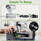 Cold Press Juicer, Slow Masticating Juicer Machines with Extra Wide Feed Chute, High Juice Yield and Easy to Clean for Whole Vegetables & Fruits, Silver