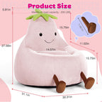 Kids Bean Bag Chair, Stuffed Toddler Couch with Faux Rabbit Fur Cover for Teens & Kids, Comfy Lazy Sofa Chair for Reader, Living Room, Bedroom, Aged 4-12 Years, 31 Inch, Pink