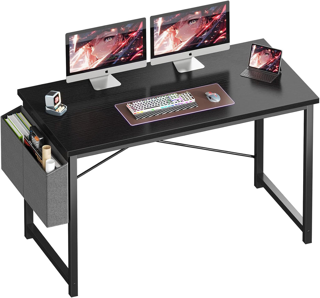 Computer Desk 31 Inch Home Office Desks for Small Spaces, Gaming Writing Study Work Table with Storage Bag for Bedroom, Black