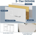TV Stand Dresser with 8 Fabric Drawers & Open Shelves, TV Stand for Up to 45 inch TV with Wooden Top, Entertainment Center with Charging Station for Living Room, Hallway, White