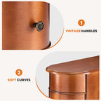 Side End Table with 2 Drawers, Tall Nightstand Vintage Bedside Tables No Assembly Night Stand with Curved Edge Storage Space Wood Sofa Slim Organizer for Living Room, Bedroom, Brown