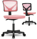 Armless Desk Chairs Set of 2, Ergonomic Adjustable Home Office Swivel Rolling Task Chair No Arms, Comfy Mesh Mid Back Computer Work Vanity Desk Chiars with Wheels for Small Spaces, Blue