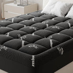 Ultra Soft Mattress Topper King Size - Viscose Made from Bamboo Pillow Top Mattress Pad for Breathable Cooling & Back Pain Relief, Deep Pocket Comfort Bed Topper, Black
