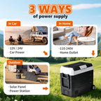 Portable Car Refrigerator, 53QT Dual-Zone Electric Cooler for Vehicles with Wheels & Cutting Board, -4?H-68?H Freezer Smart Control via Bluetooth, Battery Protection, 12/24V DC & 100-240V AC