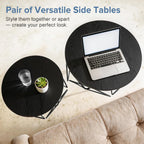 Modern Geometric Coffee Table Set of 2, Round Nesting Side Tables with Hidden Storage, Movable End Tables for Living Room Decor & Practical Use