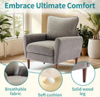 Comfy Accent Chair for Living Room Bedroom and Waiting Room, Upholstered Mid-Century Reading Chair with Pillow and Solid Wood Legs, Wide Singe Modern Lounge Sofa (Gray, 2 Pack)
