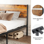 Full Size Bed Frame with Headboard, 800LBS Mattress Foundation with All Sturdy Metal Support, Under Bed Storage, No Box Spring Needed, Easy Assembly, Rust Brown