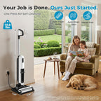 Wet Dry Vacuum Cleaner, Cordless All-in-One Vac Mops, Vacuum Mop with Self-Cleaning System, Dual Water Tank Design, Tangle-Free Brush, Dual-Edge Cleaning, 35-Min Runtime