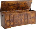 47.2 Extra Large Storage Bench with 2 Safety Gel-Buffered Hinges, Blanket Chest for Bedroom Living Room, Support 150lbs, 2 U-Shaped Cut-Out Pull, Non-Slip Base, Rustic Wood