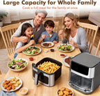 6.34QT Air Fryer with Window, 8 Food Presets with 400??F Max Heat, 90-Min Timer, Nonstick Dishwasher-Safe Basket for Air Fry, Roast, Reheat, Bake, Stainless Steel, Grey