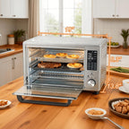 Air Fryer Toaster Oven Combo Extra Large with Smart Probe, 29.6QT Oven Countertop 12 Functions in 1, 7 Accessories Included, Stainless, Up to 450??F