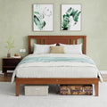 Full Size Wood Bed Frame with Headboard, Solid Natural Wooden Platform Bed Base, Heavy Duty Slat Support Mattress Foundation, No Box Spring Needed, Low-Profile Design
