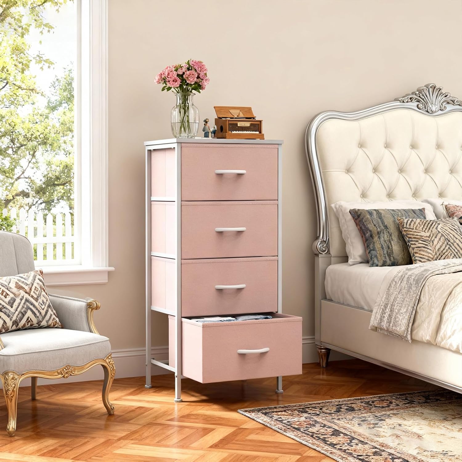 End Tables, Side Table Tray Sofa Portable Metal Frame Adjustable Feet, Wood Stand for Office