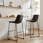 Counter Height Bar Stools Set of 4, 30 inch Height Stool Faux Leather Barstools with Back, Armless Kitchen Island Countertop Comfortable Modern Chairs with Metal Legs, Elegant Black