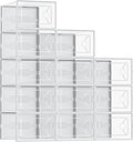 Shoe Storage Boxes, 12-Pack Stackable Clear Shoe Containers with Lids, Display Sneaker Case Organizer for Closet, Under Bed, Entryway,White (Fit Size 11)