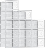 Shoe Storage Boxes, 12-Pack Stackable Clear Shoe Containers with Lids, Display Sneaker Case Organizer for Closet, Under Bed, Entryway,White (Fit Size 11)
