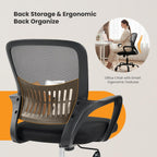 Home Office Managerial Executive Chair, Ergonomic Mesh Adjustable Swivel Mid-Back Computer Desk Chair with Comfortable Lumbar Support, Comfy Arms for Bedroom,Study