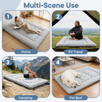 Japanese Floor Mattress Full Size, Futon Mattress Foldable with Removable Washable Cover, Portable Roll Up Tatami Mat for Guest Room, Studio Apartment, Camping and Adult, Gray