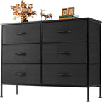 8 Drawer Storage Dresser with Wood Top - Wide Fabric Chest Organizer for Bedroom, Closet, Living Room,Tower Cabinet, TV Stand, Hallway Entryway Furniture,Grey