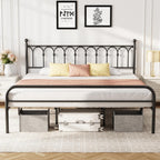 King Bed Frame Heavy Duty Metal Platform with 11.9 Under-Bed Storage, No Box Spring Needed, Easy Assembly, Black