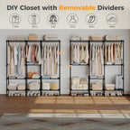 Portable Wardrobe Closet with Hanging Rods, 74.5 Inch Wide Portable Clothing Rack with Shelves, Heavy Duty Clothes Rack, Freestanding Closet Organizer