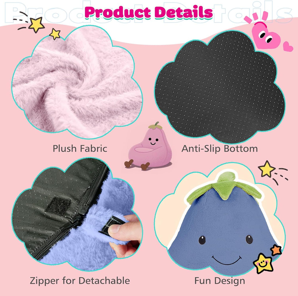 Kids Bean Bag Chair, Stuffed Toddler Couch with Faux Rabbit Fur Cover for Teens & Kids, Comfy Lazy Sofa Chair for Reader, Living Room, Bedroom, Aged 4-12 Years, 24 Inch, Pink