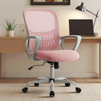 Home Office Managerial Executive Chair, Ergonomic Mesh Adjustable Swivel Mid-Back Computer Desk Chair with Comfortable Lumbar Support, Comfy Arms for Bedroom,Study
