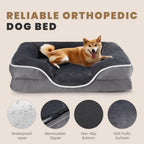 42x32 Inch Orthopedic Dog Beds for XL Large Sized Dogs, Machine Washable Cover Pet Bed, Anti-Slip Waterproof Memory Foam Couch Bed for Indoor Dogs and Cats, Grey