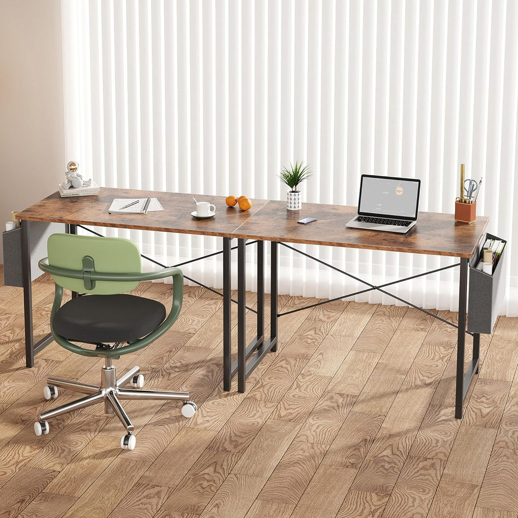 Computer Desk 31 Inch Home Office Desks for Small Spaces, Gaming Writing Study Work Table with Storage Bag for Bedroom, Rustic Brown