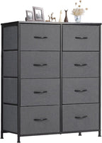 Dresser for Bedroom with 9 Storage Drawers, Large Fabric Storage Tower Organizer, Chest of Drawers with Metal Frame Wooden Top for Closet, Living Room, Entryway, Brown
