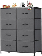 TV Stand, Dresser with 5 Fabric Storage Drawers, Media Console Featuring Open Shelf for TV, Compact Entertainment Unit for Bedroom, Living Space, or Dorm Organization, Grey