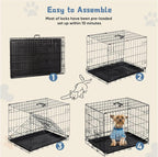 Dog Crate, 24 Inch Small Single Door Dog Cage with Plastic Leak-Proof Pan Tray, Folding Metal Wire Pet Kennel for Indoor, Outdoor, Travel