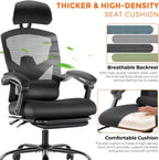 Office Computer Desk Chair, Ergonomic High-Back Mesh Rolling Work Swivel Chairs with Wheels, Comfortable Lumbar Support, Comfy Arms for Home, Bedroom, Study, Student, Black