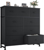 8 Drawer Storage Dresser with Wood Top - Wide Fabric Chest Organizer for Bedroom, Closet, Living Room,Tower Cabinet, TV Stand, Hallway Entryway Furniture,Grey