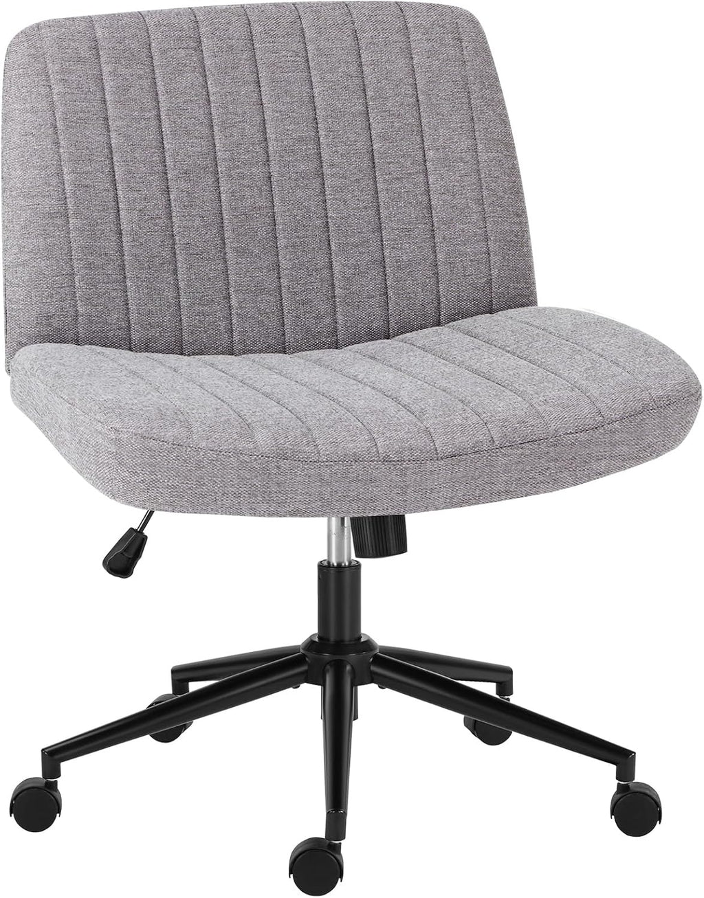 Criss Cross Chair with Wheels Wide Cross Legged Office Desk Vanity Chair Comfy Fabric Armless Adjustable Swivel for Home Computer Task Teddy Pink