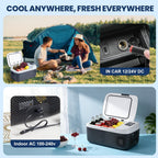 Portable Car Refrigerator, 17QT Single-Zone Electric Cooler for Vehicles, -4?H-68?H Freezer Smart Control via Bluetooth with Car Battery Protection, Child Lock, 12/24V DC & 100-240V AC Powered