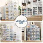 Shoe Storage Boxes, 12-Pack Stackable Clear Shoe Containers with Lids, Display Sneaker Case Organizer for Closet, Under Bed, Entryway,White (Fit Size 11)