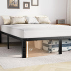 King Size Bed Frame - Metal Platform Bed Frames Mattress Foundation with Steel Slat Support, No Box Spring Needed, Storage Space Under Base, Easy Assembly, Black