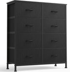8 Drawer Storage Dresser with Wood Top - Wide Fabric Chest Organizer for Bedroom, Closet, Living Room,Tower Cabinet, TV Stand, Hallway Entryway Furniture,Grey