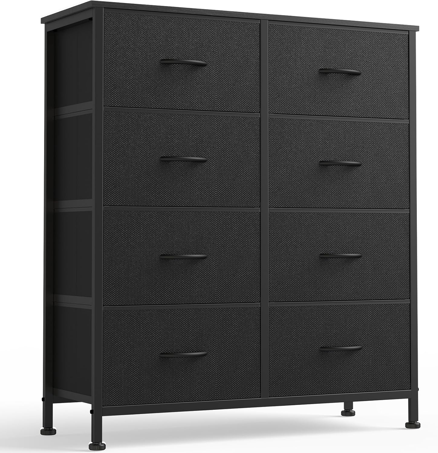8 Drawer Storage Dresser with Wood Top - Wide Fabric Chest Organizer for Bedroom, Closet, Living Room,Tower Cabinet, TV Stand, Hallway Entryway Furniture,Grey