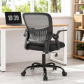 Home Office Managerial Executive Chair, Flip Up Armrest Ergonomic Mesh Adjustable Swivel Mid-Back Computer Desk Chair with Comfortable Lumbar Support, Comfy Arms for Bedroom,Study